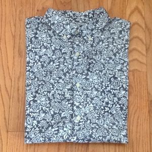 St John's Bay Indigo Floral SS Shirt -NWT